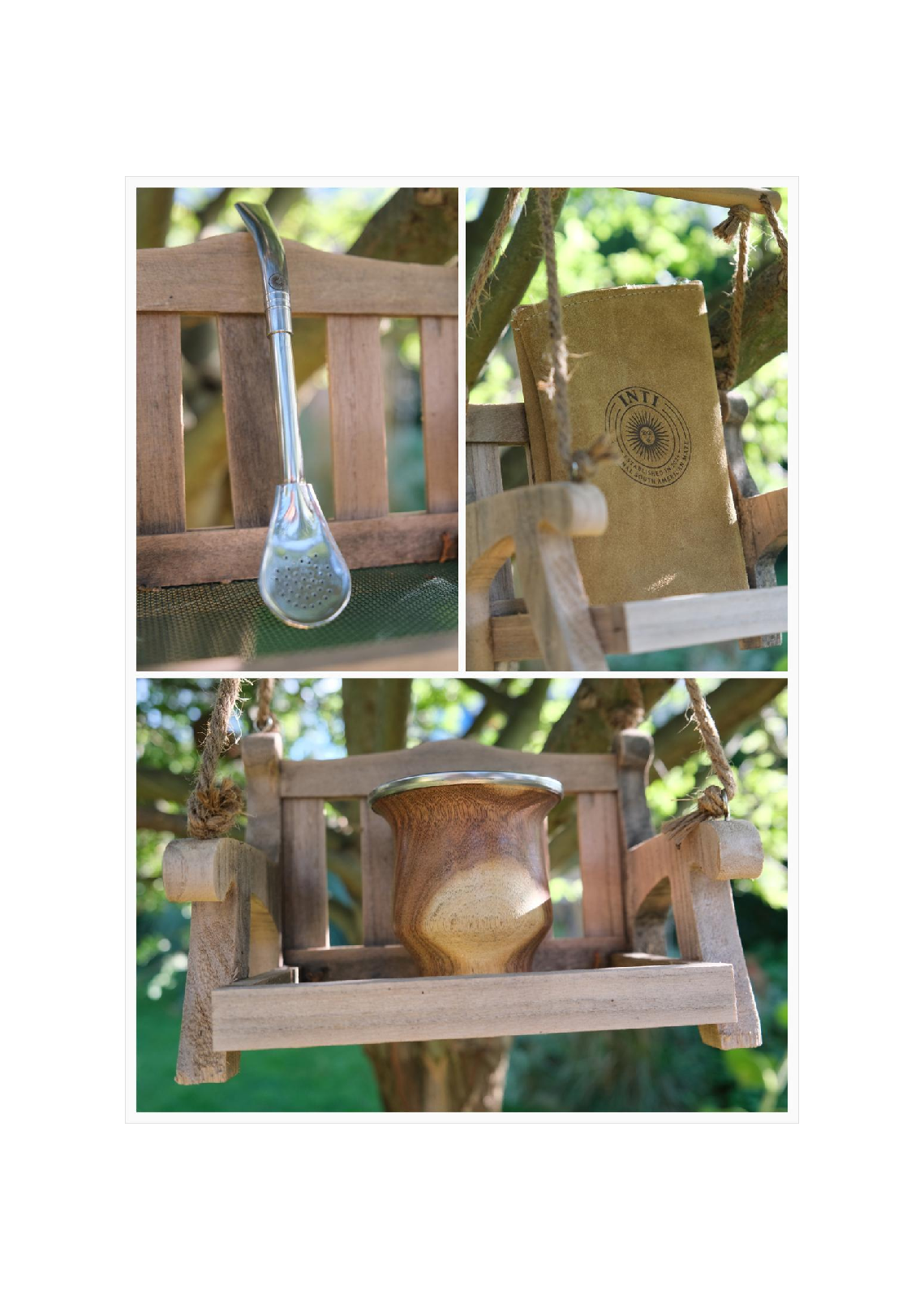 Set: INTI CUP (premium wood, approx. 300 ml) + Clásica wand (bombilla, 17.5 cm) + INTI-BAG (cowhide leather) 